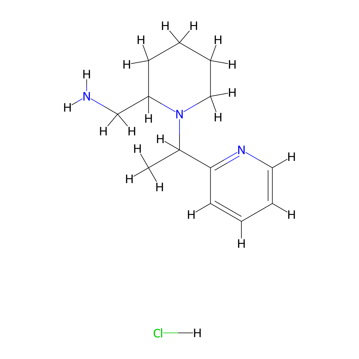 (1-(1-(Pyridin-2-yl)ethyl)piperidin-2-yl)methanamine hydrochloride molecular structure, CAS 1289384-75-3