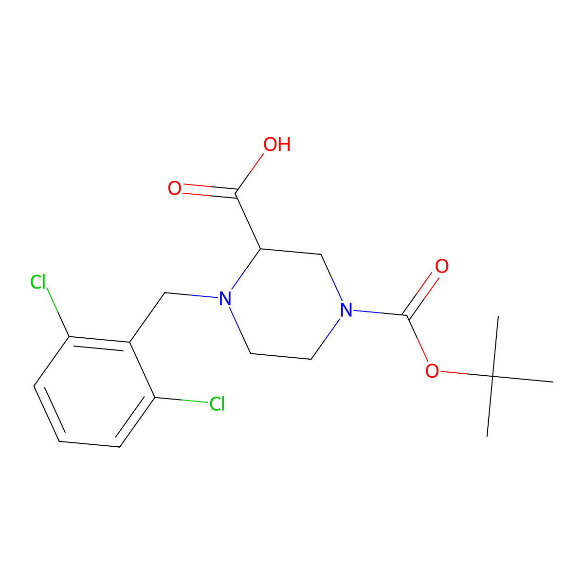 4-(2,6-Dichloro-benzyl)-piperazine-1,3-dicarboxylic acid 1-tert-butyl ester molecular structure, CAS 1289384-76-4