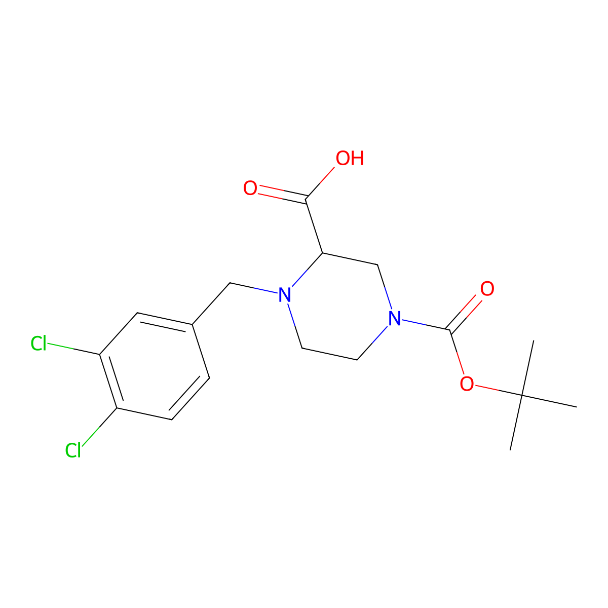 4-(3,4-Dichloro-benzyl)-piperazine-1,3-dicarboxylic acid 1-tert-butyl ester molecular structure, CAS 1289384-94-6