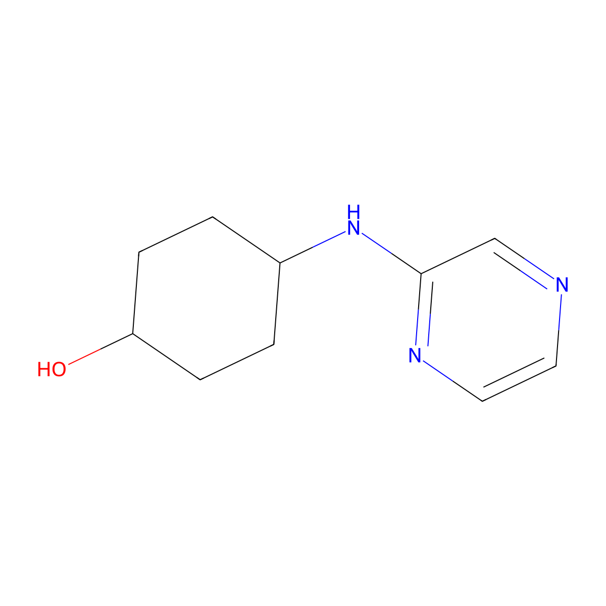 4-(Pyrazin-2-ylamino)cyclohexanol molecular structure, CAS 1289385-10-9
