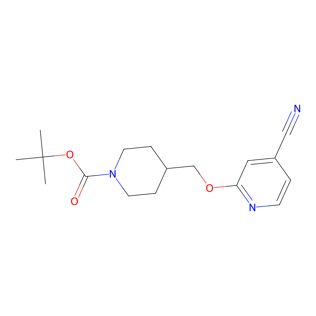 tert-Butyl 4-(((4-cyanopyridin-2-yl)oxy)methyl)piperidine-1-carboxylate molecular structure, CAS 1289385-11-0