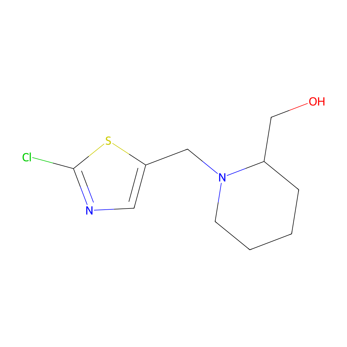 (1-((2-Chlorothiazol-5-yl)methyl)piperidin-2-yl)methanol molecular structure, CAS 1289385-20-1