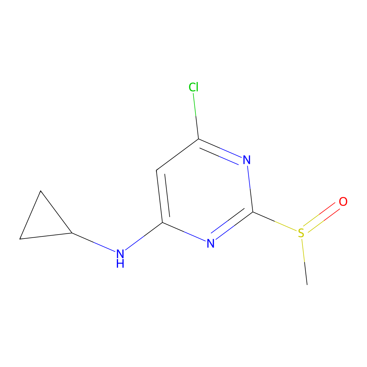 6-Chloro-N-cyclopropyl-2-(methylsulfinyl)pyrimidin-4-amine molecular structure, CAS 1289385-22-3