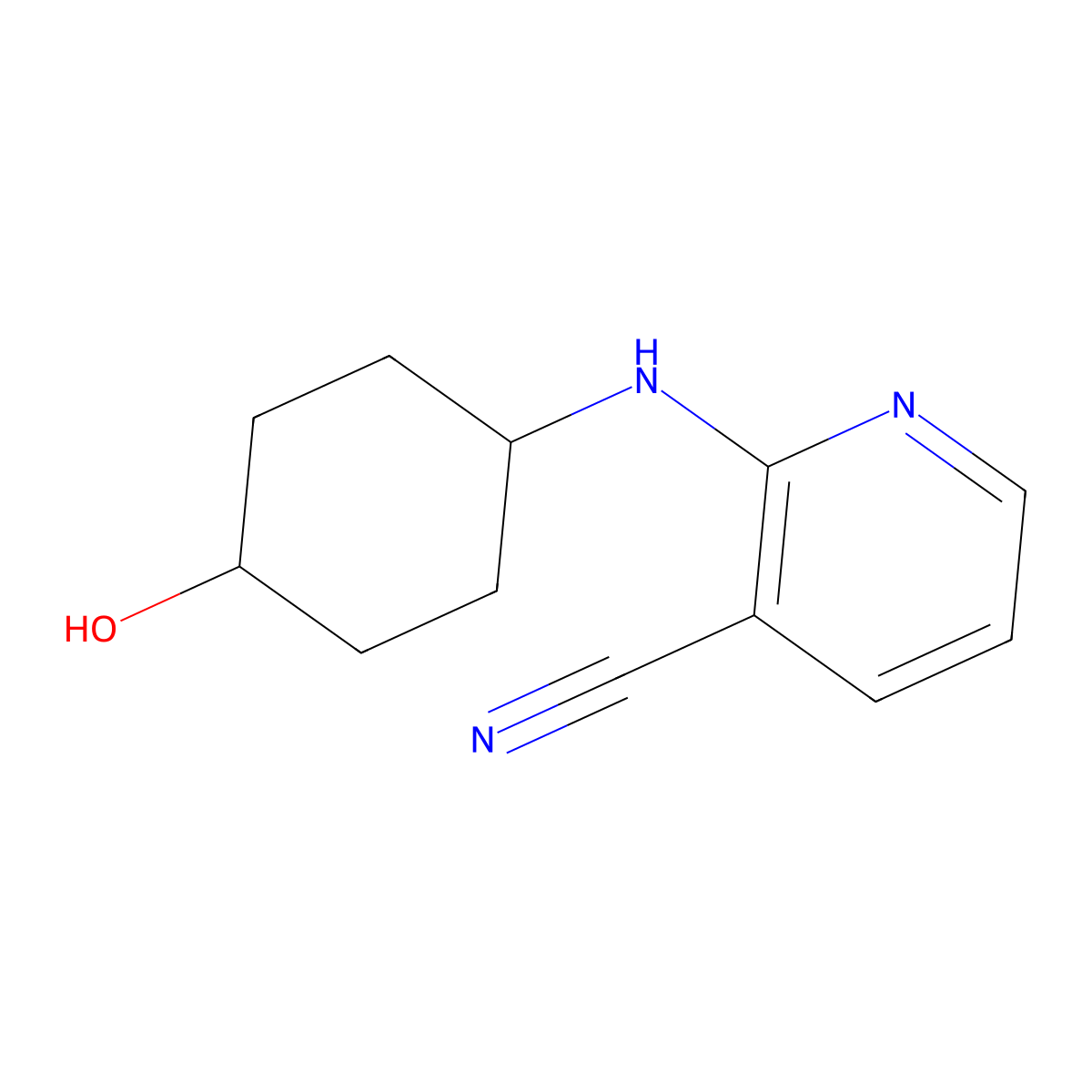 2-((4-Hydroxycyclohexyl)amino)nicotinonitrile molecular structure, CAS 1289385-23-4