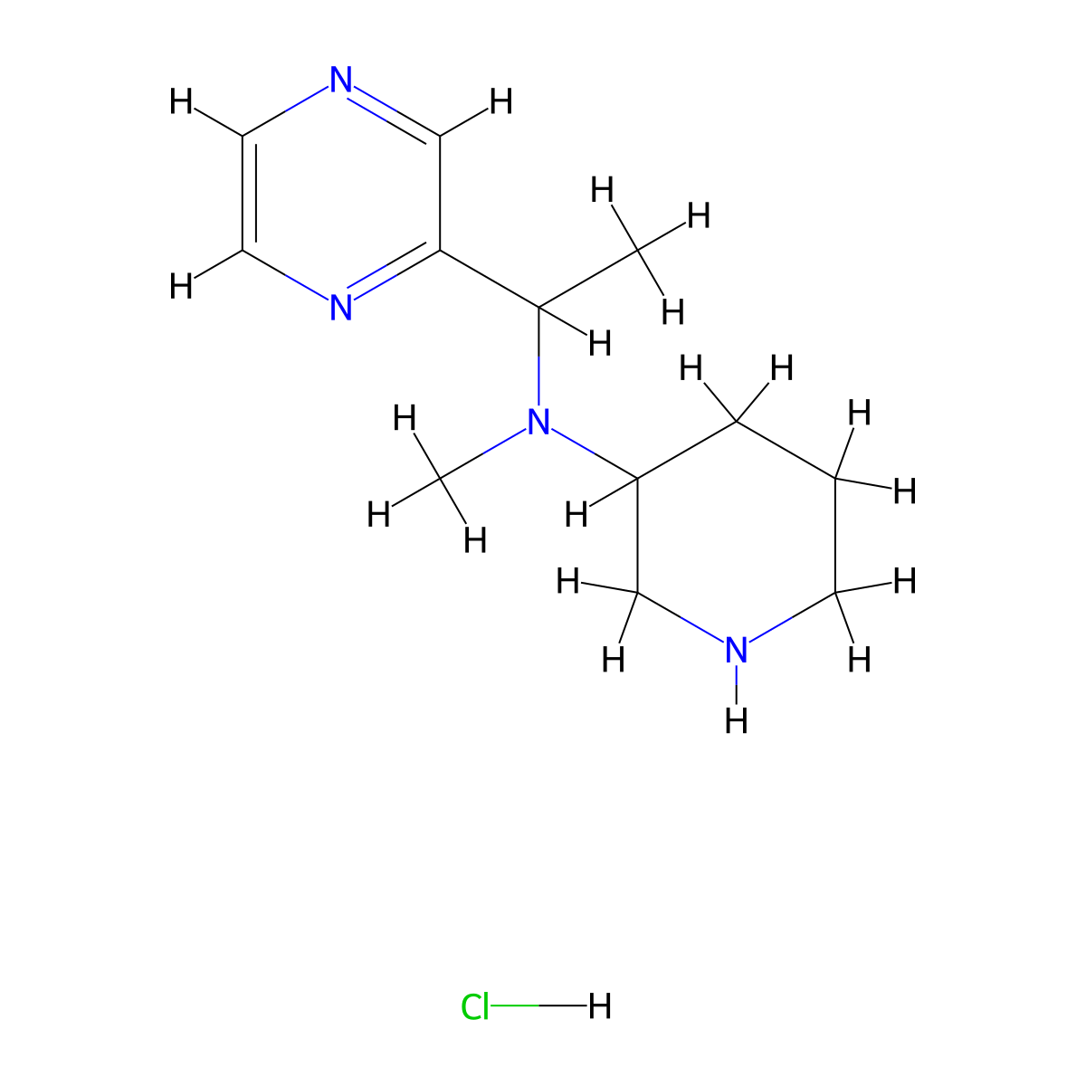 N-Methyl-N-(1-(pyrazin-2-yl)ethyl)piperidin-3-amine hydrochloride molecular structure, CAS 1289385-34-7