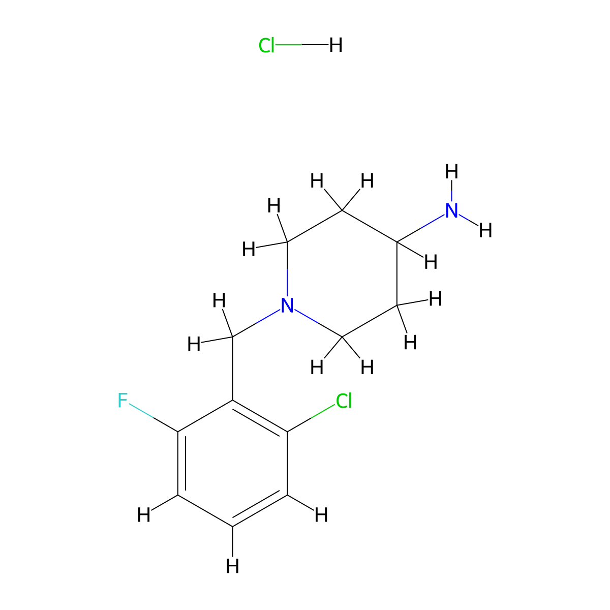 1-(2-Chloro-6-fluoro-benzyl)-piperidin-4-ylamine hydrochloride molecular structure, CAS 1289385-36-9