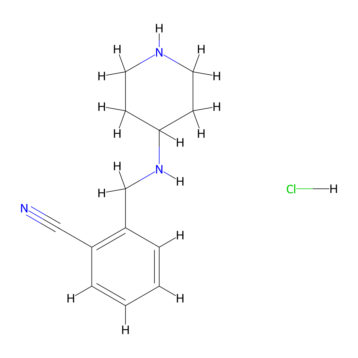 2-((Piperidin-4-ylamino)methyl)benzonitrile hydrochloride molecular structure, CAS 1289385-43-8