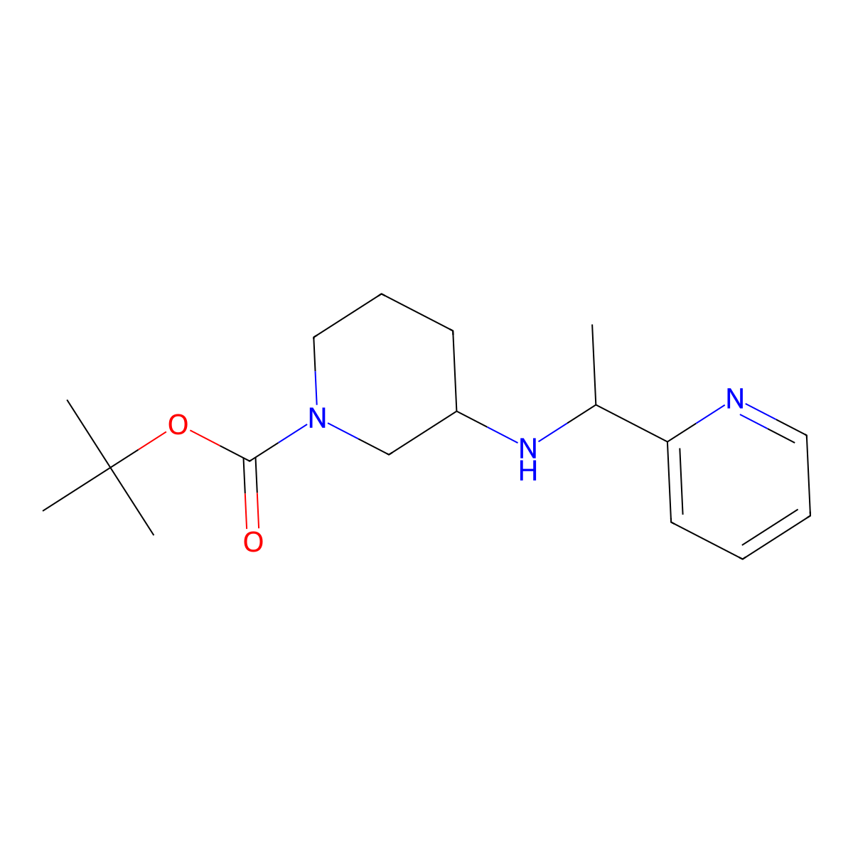 tert-Butyl 3-((1-(pyridin-2-yl)ethyl)amino)piperidine-1-carboxylate molecular structure, CAS 1289385-48-3