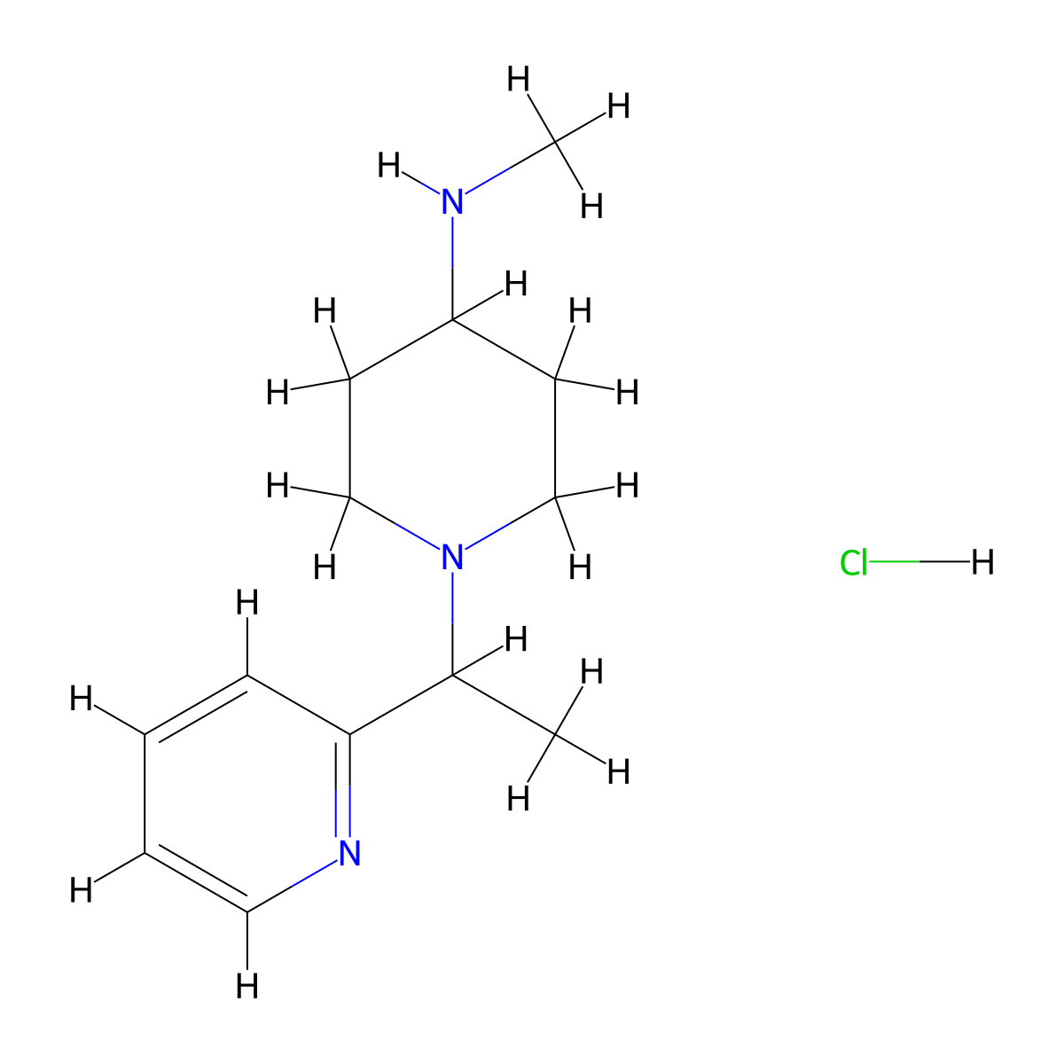 N-Methyl-1-(1-(pyridin-2-yl)ethyl)piperidin-4-amine hydrochloride molecular structure, CAS 1289385-49-4