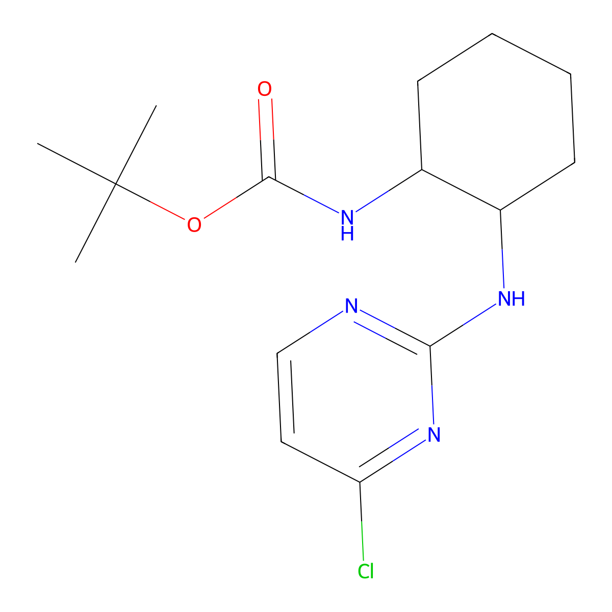 tert-Butyl (2-((4-chloropyrimidin-2-yl)amino)cyclohexyl)carbamate molecular structure, CAS 1289385-53-0