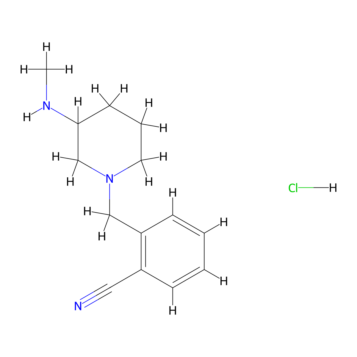 2-((3-(Methylamino)piperidin-1-yl)methyl)benzonitrile hydrochloride molecular structure, CAS 1289385-58-5
