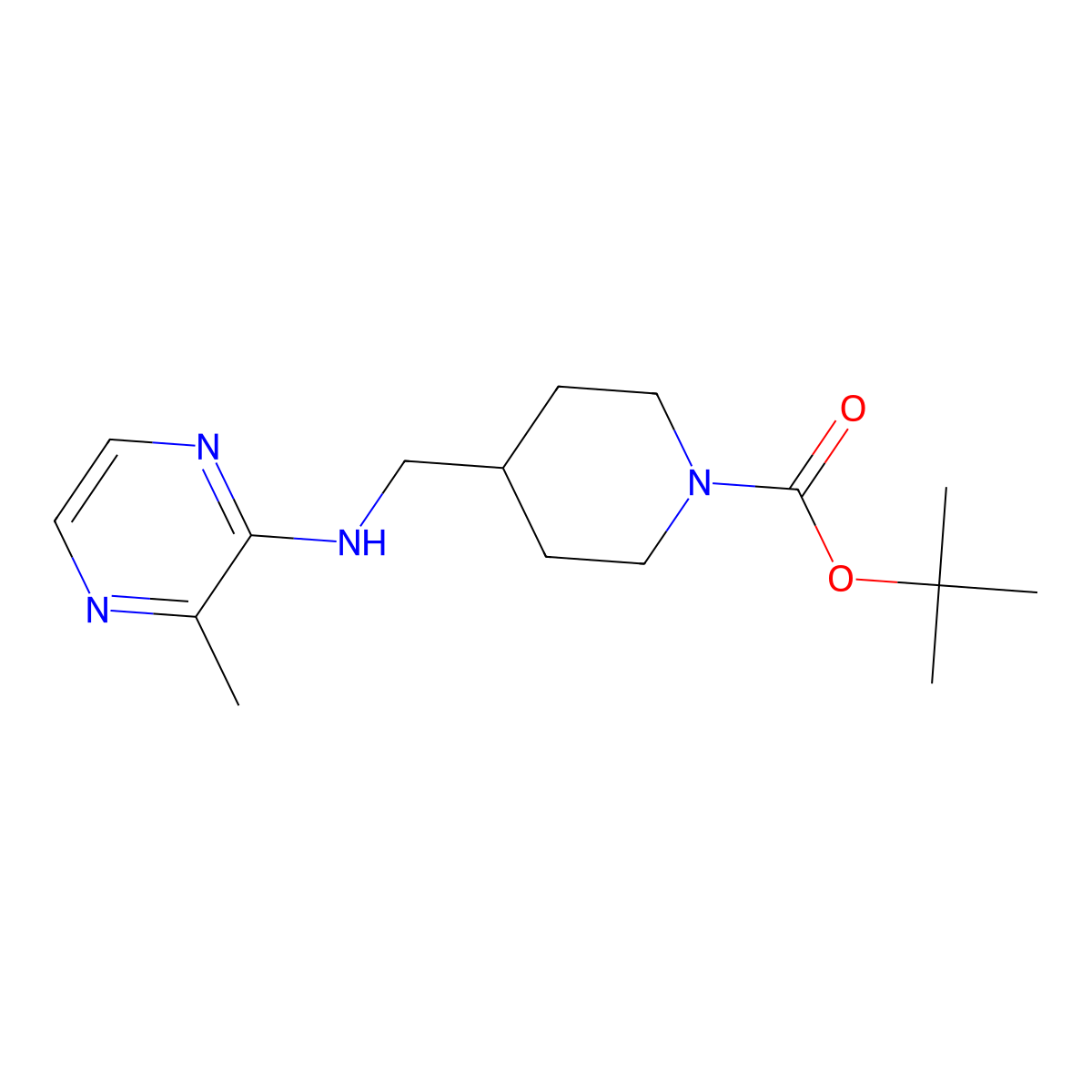 tert-Butyl 4-(((3-methylpyrazin-2-yl)amino)methyl)piperidine-1-carboxylate molecular structure, CAS 1289385-63-2
