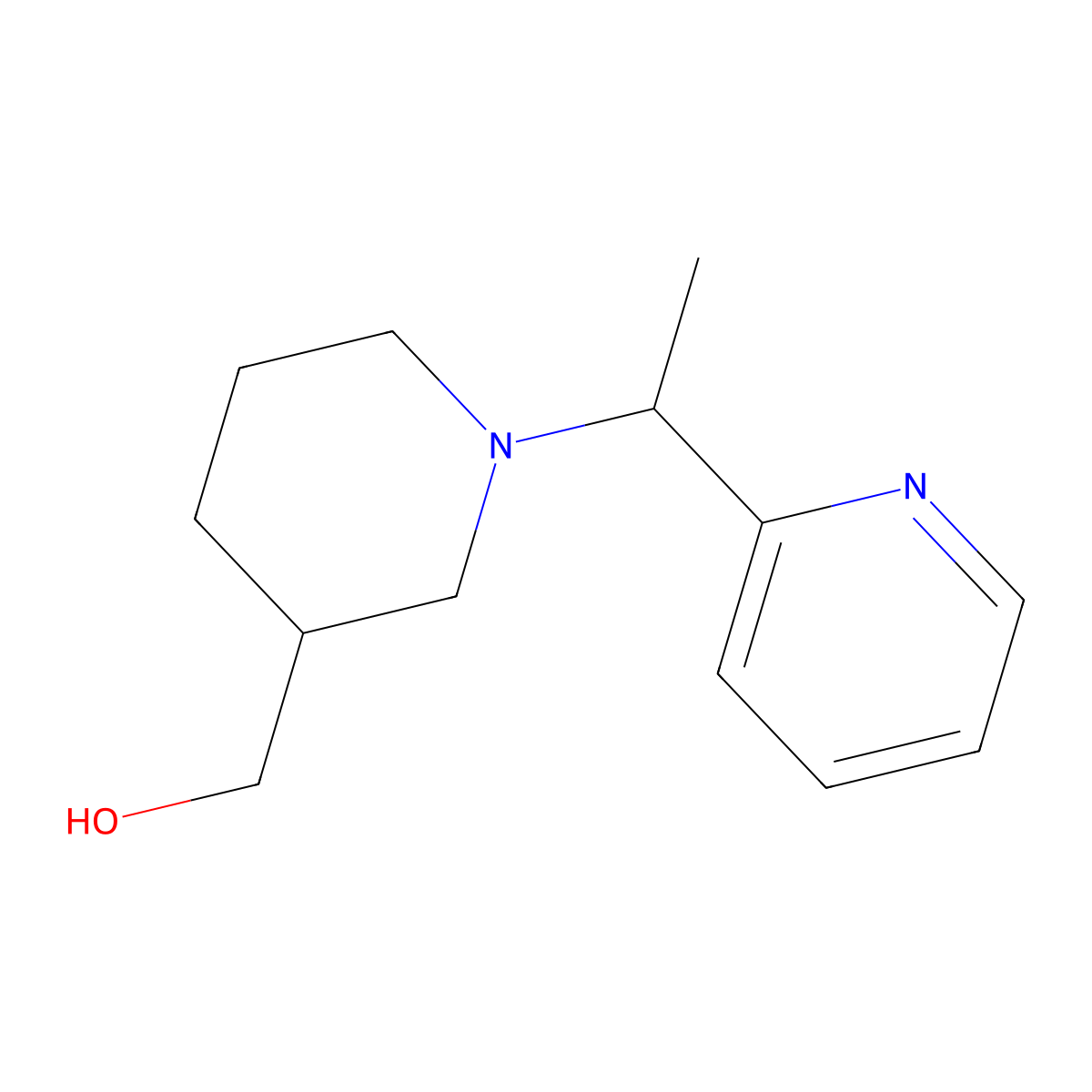 (1-(1-(Pyridin-2-yl)ethyl)piperidin-3-yl)methanol molecular structure, CAS 1289385-66-5