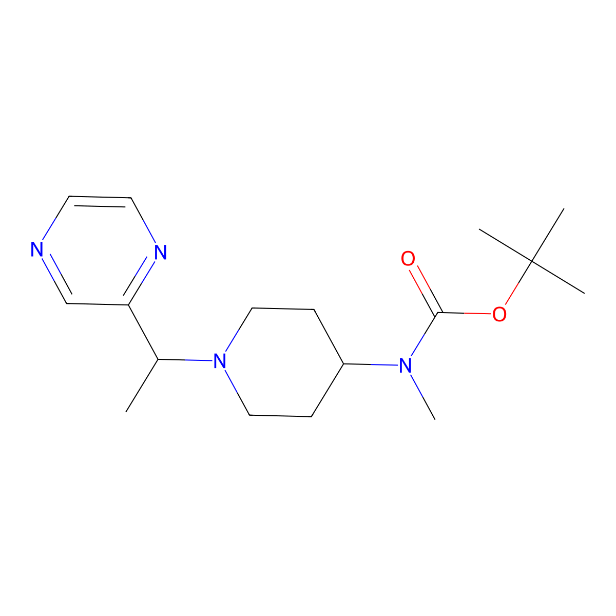 Methyl-[1-(1-pyrazin-2-yl-ethyl)-piperidin-4-yl]-carbamic acid tert-butyl ester molecular structure, CAS 1289385-67-6