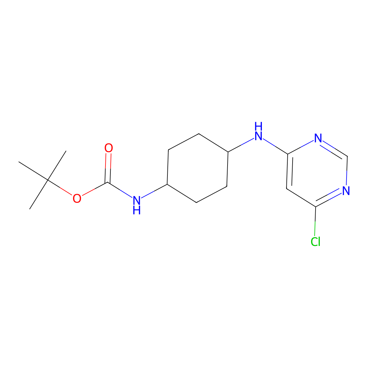 tert-Butyl (4-((6-chloropyrimidin-4-yl)amino)cyclohexyl)carbamate molecular structure, CAS 1289385-69-8