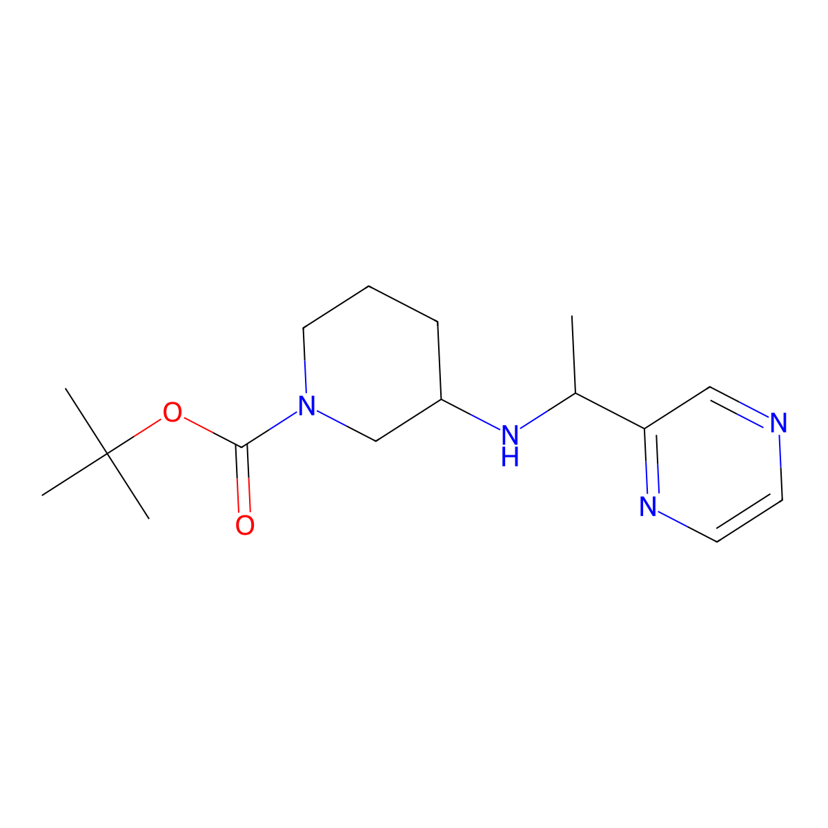 tert-Butyl 3-((1-(pyrazin-2-yl)ethyl)amino)piperidine-1-carboxylate molecular structure, CAS 1289385-70-1
