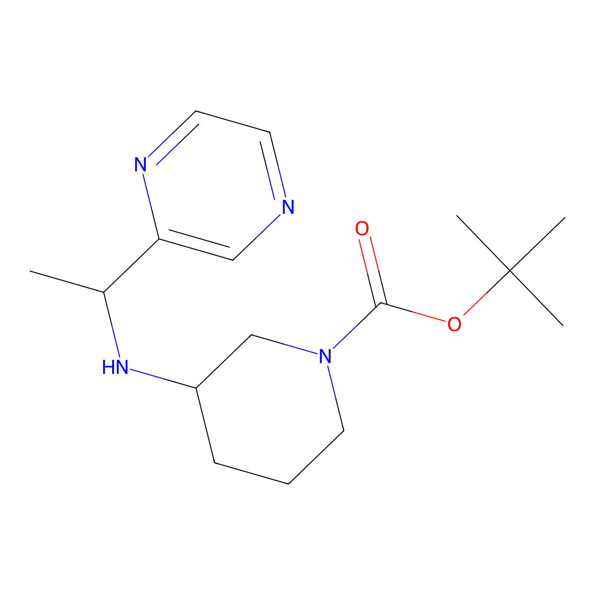 tert-Butyl 3-((1-(pyrazin-2-yl)ethyl)amino)piperidine-1-carboxylate molecular structure, CAS 1289385-70-1