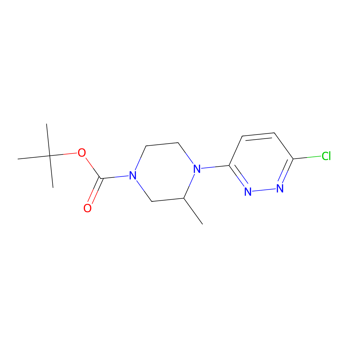 Tert-butyl 4-(6-chloropyridazin-3-yl)-3-methylpiperazine-1-carboxylate molecular structure, CAS 1289385-71-2