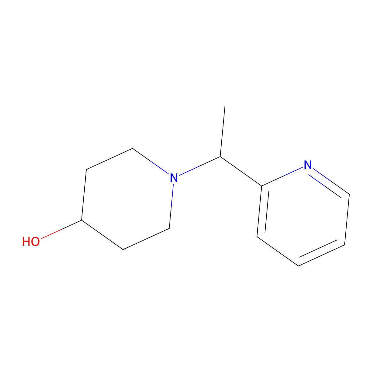 1-(1-(Pyridin-2-yl)ethyl)piperidin-4-ol molecular structure, CAS 1289385-72-3