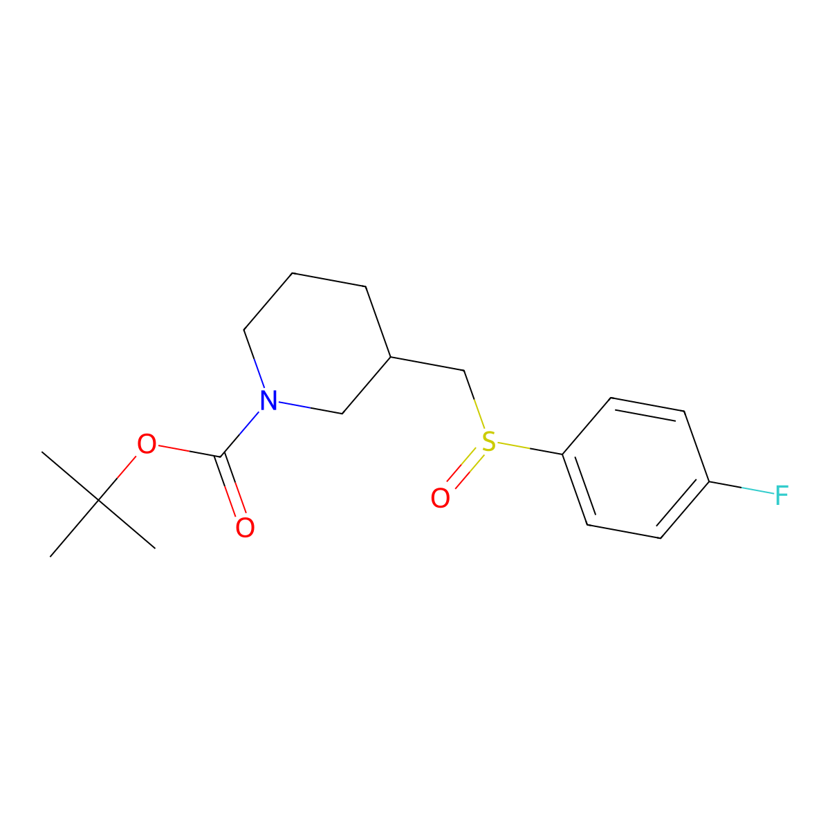 tert-Butyl 3-(((4-fluorophenyl)sulfinyl)methyl)piperidine-1-carboxylate molecular structure, CAS 1289385-79-0