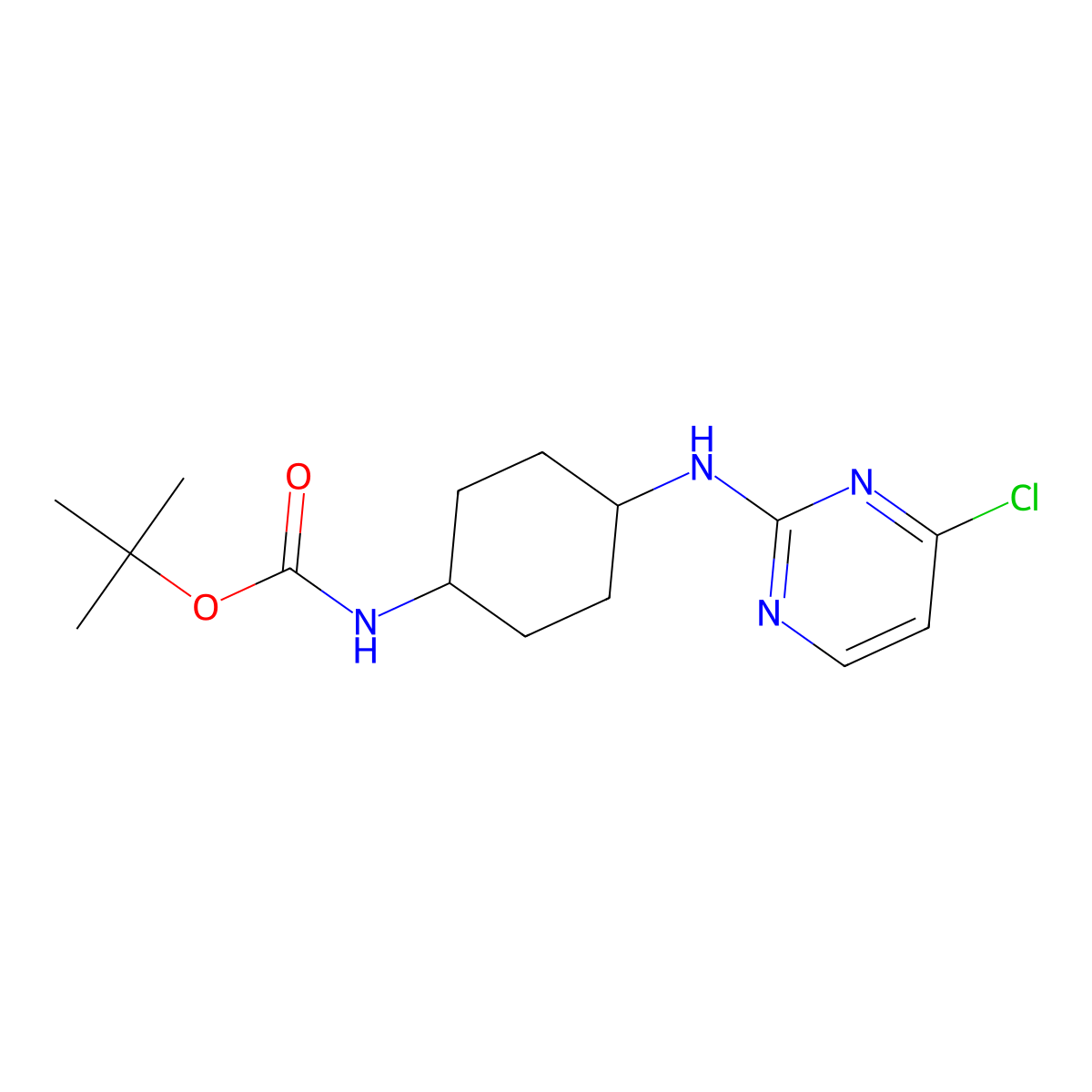 tert-Butyl (4-((4-chloropyrimidin-2-yl)amino)cyclohexyl)carbamate molecular structure, CAS 1289385-84-7