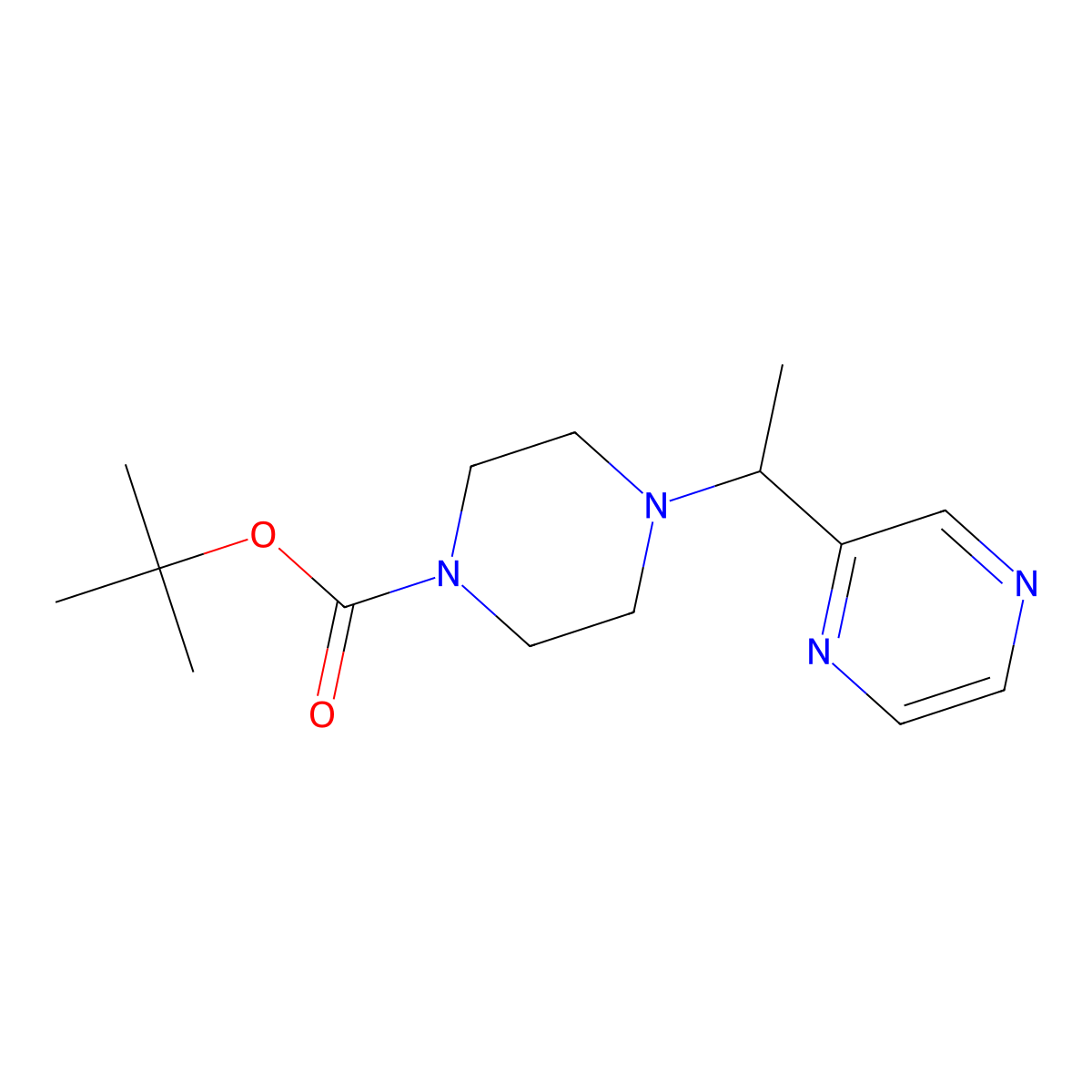 tert-Butyl 4-(1-(pyrazin-2-yl)ethyl)piperazine-1-carboxylate molecular structure, CAS 1289386-02-2