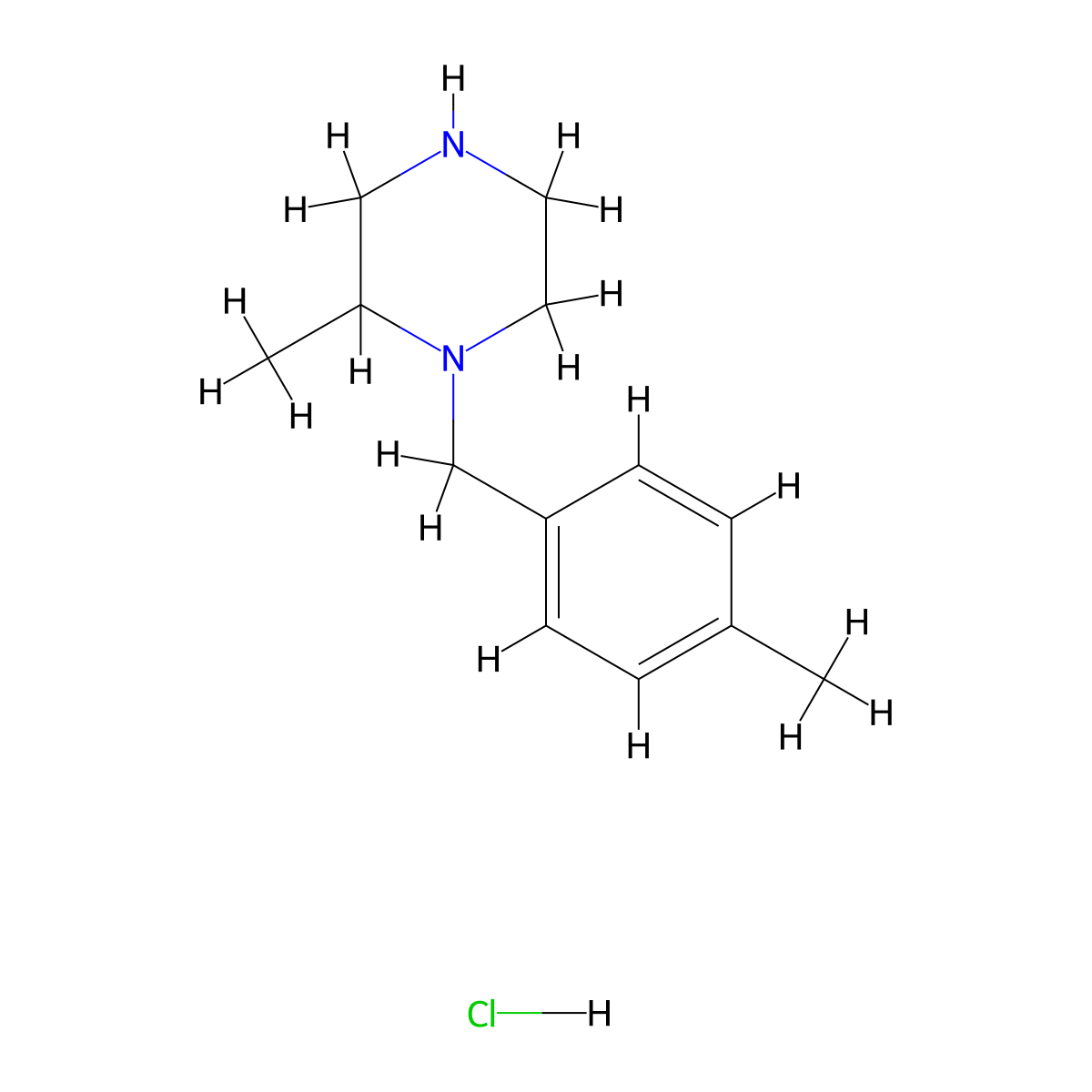 2-Methyl-1-(4-methylbenzyl)piperazine hydrochloride molecular structure, CAS 1289386-05-5