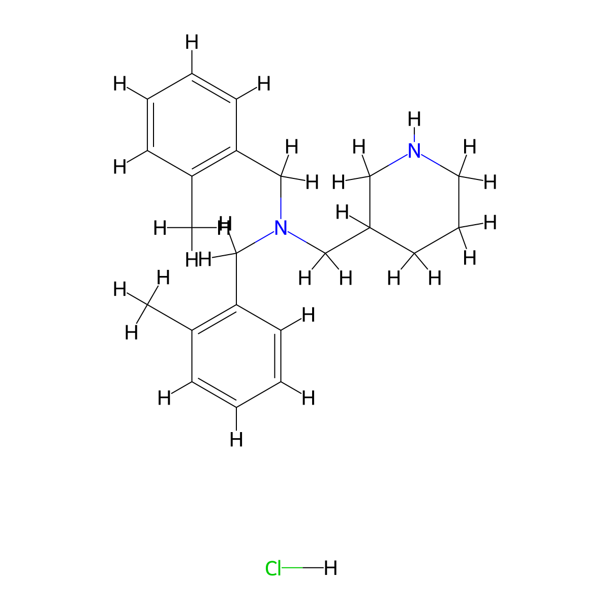 N,N-Bis(2-methylbenzyl)-1-(piperidin-3-yl)methanamine hydrochloride molecular structure, CAS 1289386-08-8
