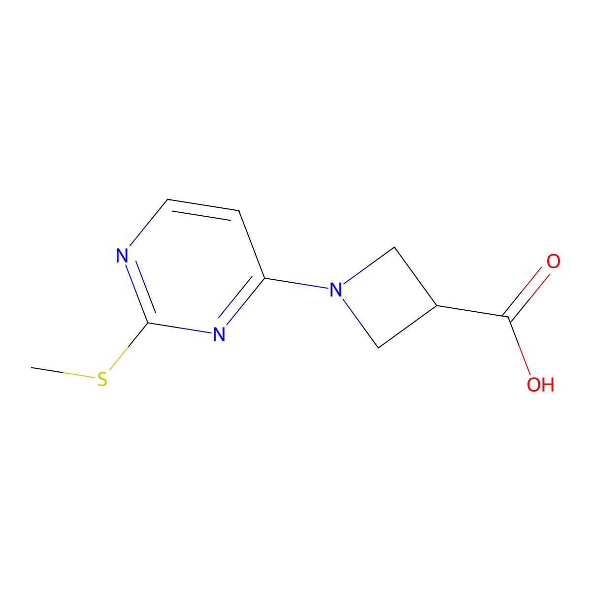 1-(2-(Methylthio)pyrimidin-4-yl)azetidine-3-carboxylic acid molecular structure, CAS 1289386-12-4
