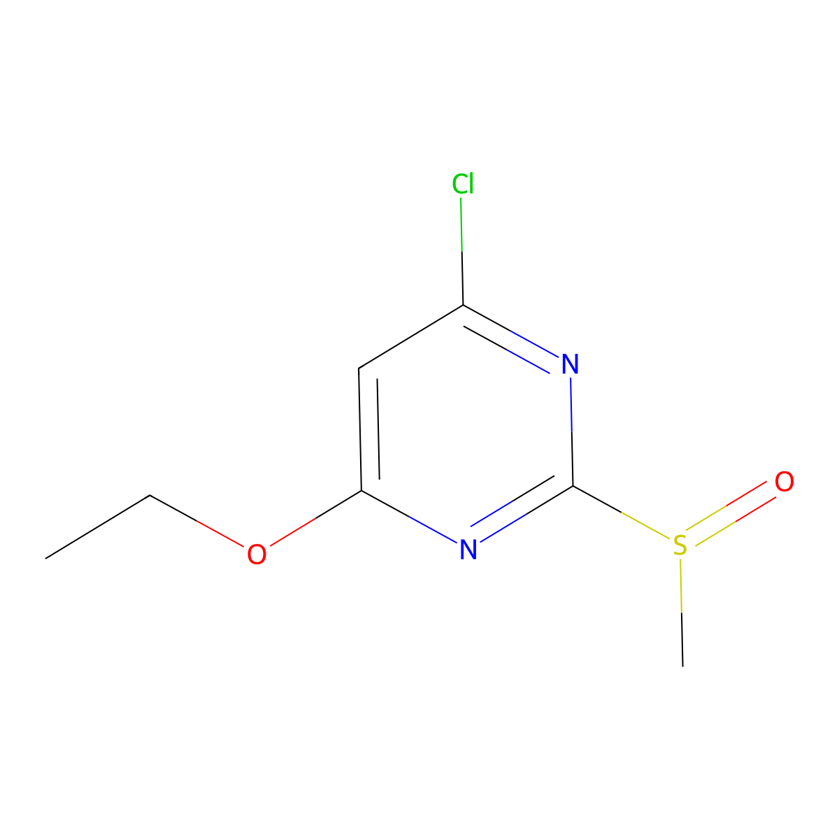 4-Chloro-6-ethoxy-2-(methylsulfinyl)pyrimidine molecular structure, CAS 1289386-28-2
