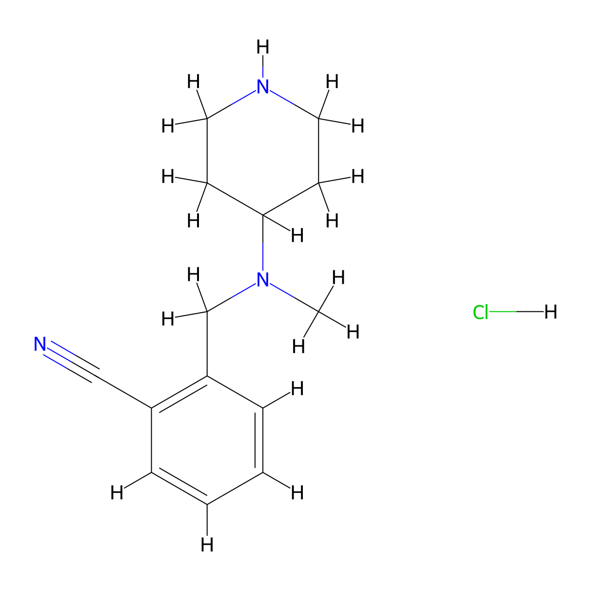 2-((Methyl(piperidin-4-yl)amino)methyl)benzonitrile hydrochloride molecular structure, CAS 1289386-29-3