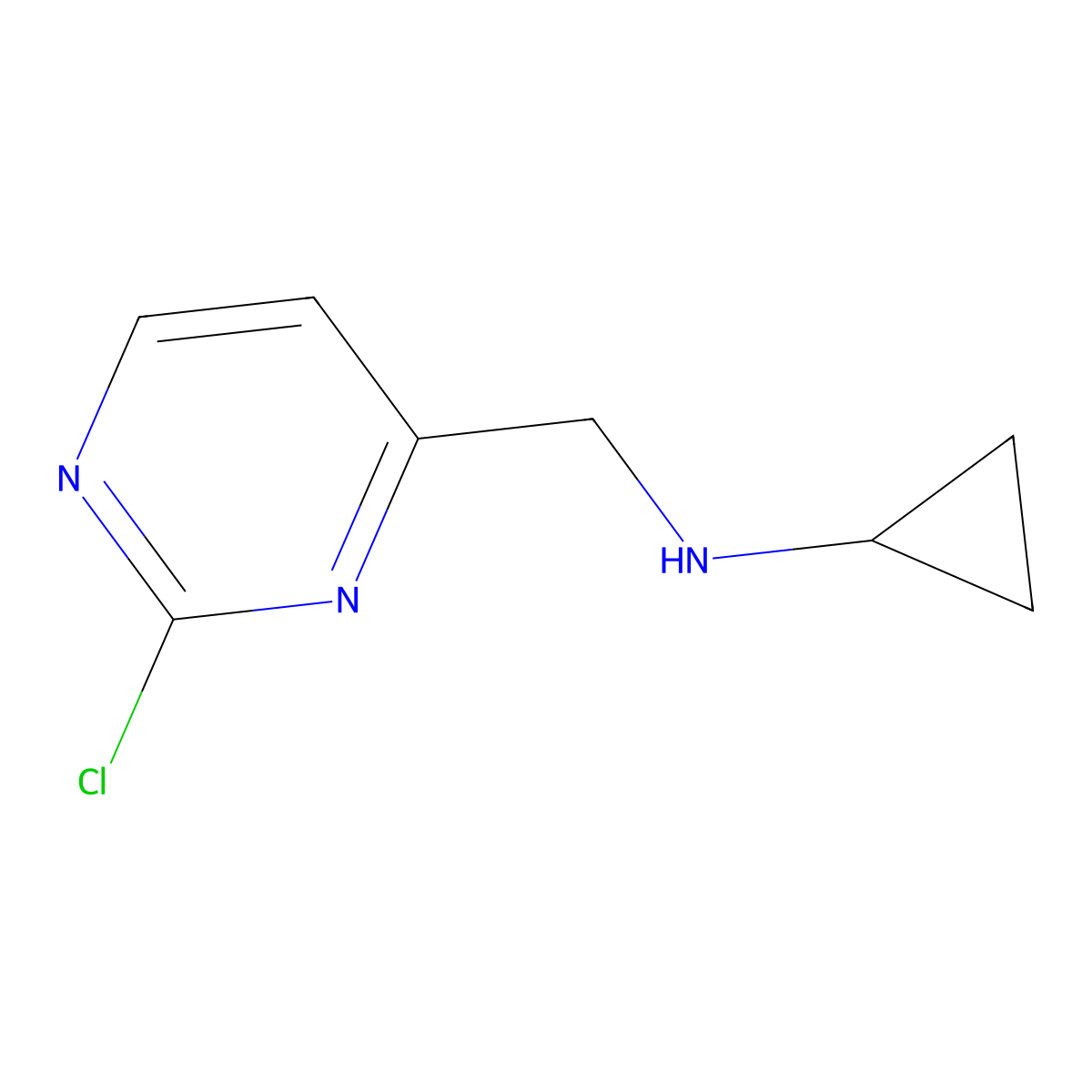N-((2-Chloropyrimidin-4-yl)methyl)cyclopropanamine molecular structure, CAS 1289386-31-7