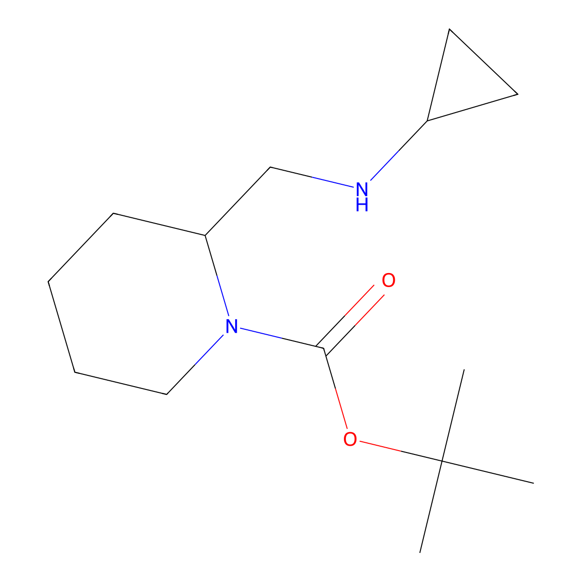 tert-Butyl 2-((cyclopropylamino)methyl)piperidine-1-carboxylate molecular structure, CAS 1289386-32-8
