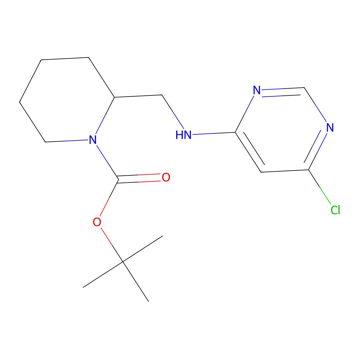 tert-Butyl 2-(((6-chloropyrimidin-4-yl)amino)methyl)piperidine-1-carboxylate molecular structure, CAS 1289386-33-9