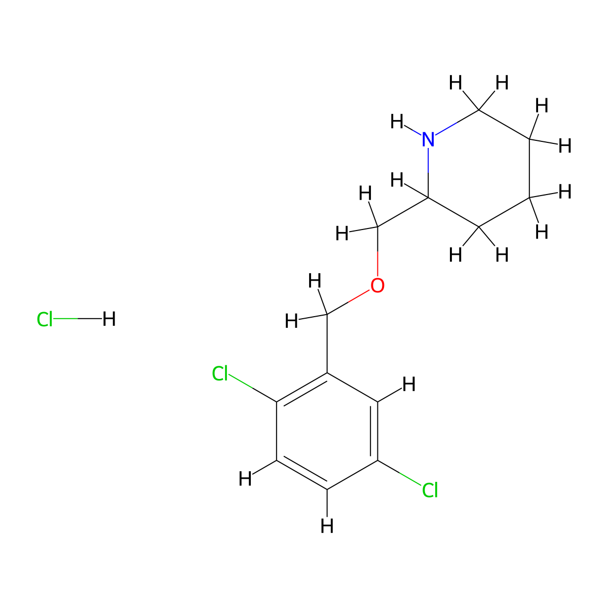 2-(((2,5-Dichlorobenzyl)oxy)methyl)piperidine hydrochloride molecular structure, CAS 1289386-42-0