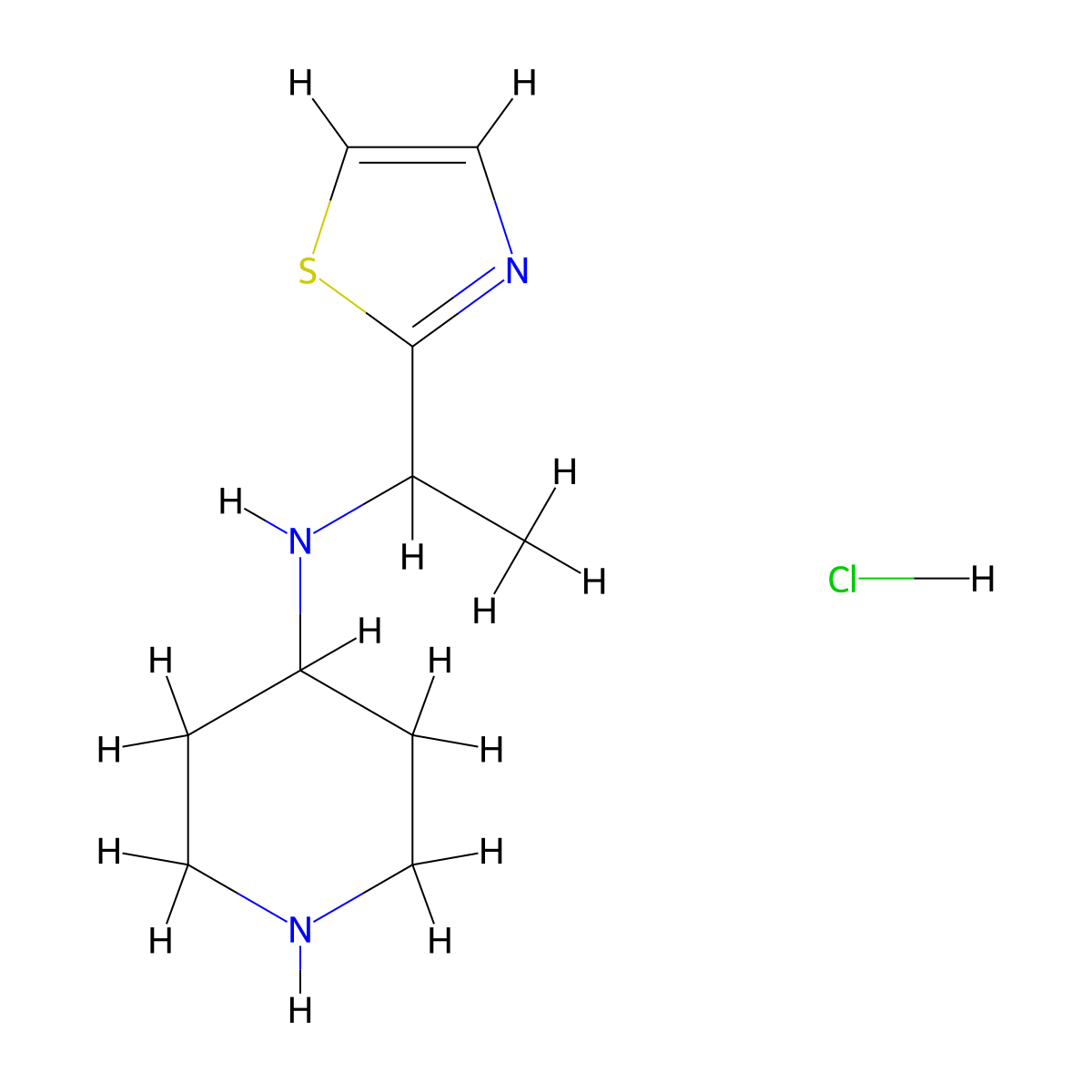 N-(1-(Thiazol-2-yl)ethyl)piperidin-4-amine hydrochloride molecular structure, CAS 1289386-57-7