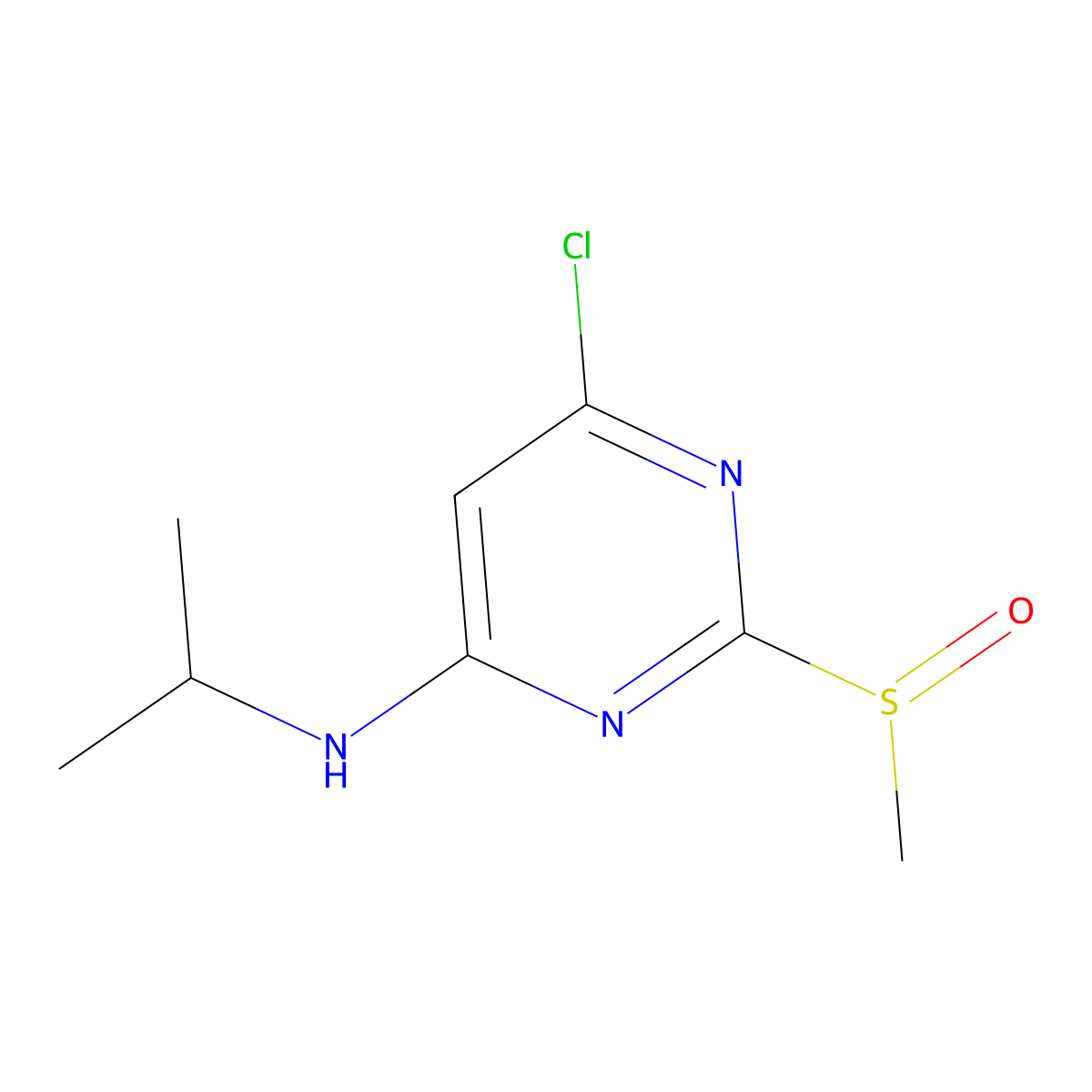 6-Chloro-N-isopropyl-2-(methylsulfinyl)pyrimidin-4-amine molecular structure, CAS 1289386-63-5