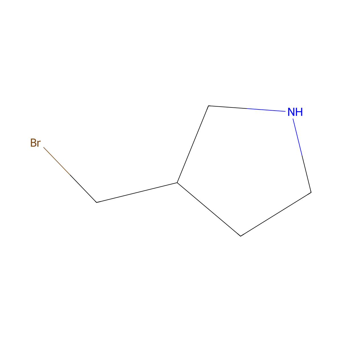 3-(Bromomethyl)pyrrolidine molecular structure, CAS 1289386-71-5