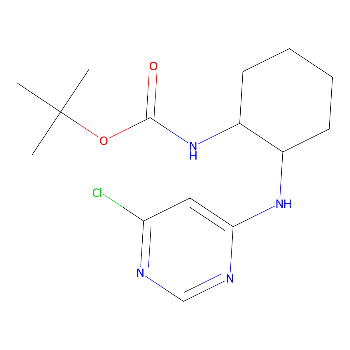 tert-Butyl (2-((6-chloropyrimidin-4-yl)amino)cyclohexyl)carbamate molecular structure, CAS 1289386-75-9
