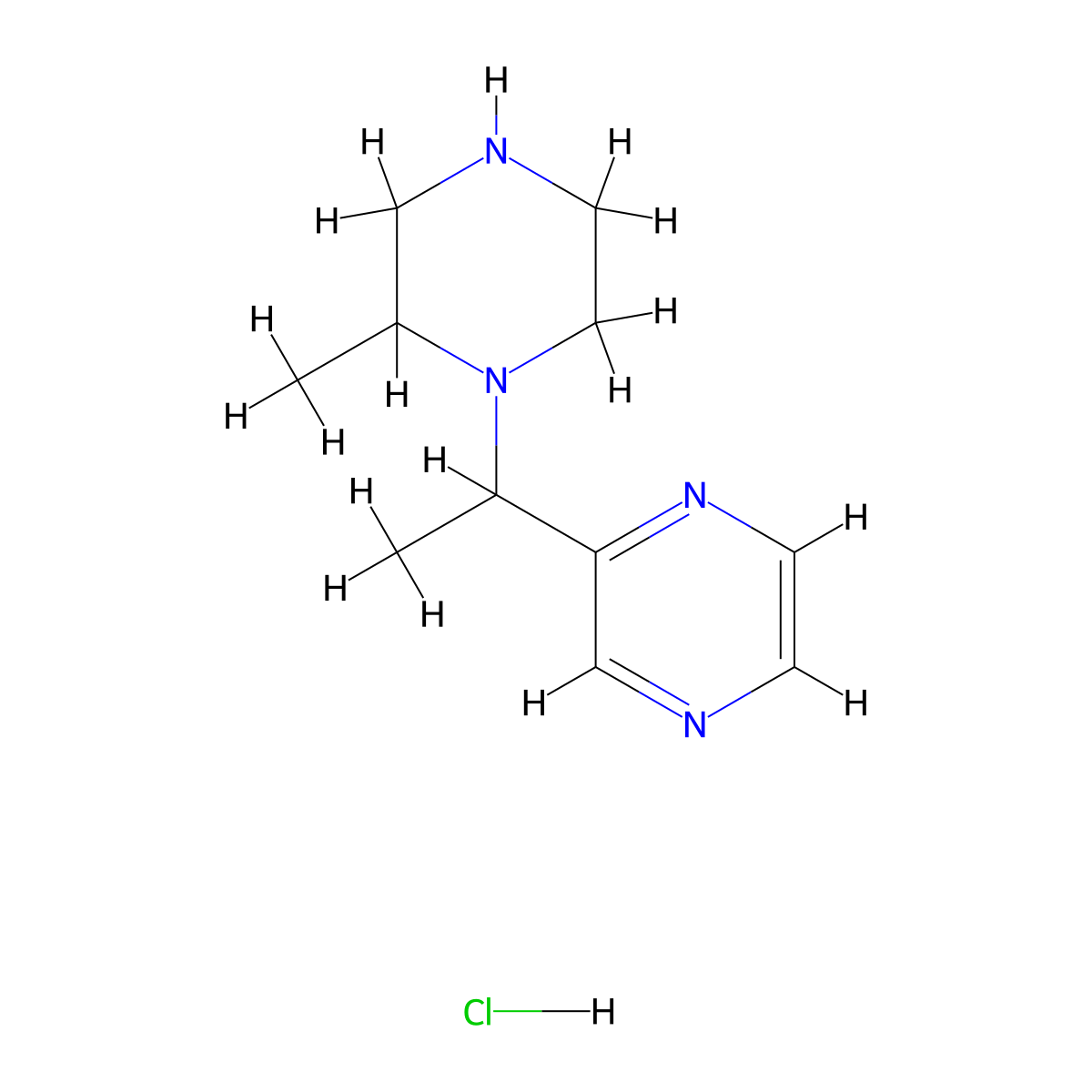 2-(1-(2-Methylpiperazin-1-yl)ethyl)pyrazine hydrochloride molecular structure, CAS 1289386-79-3