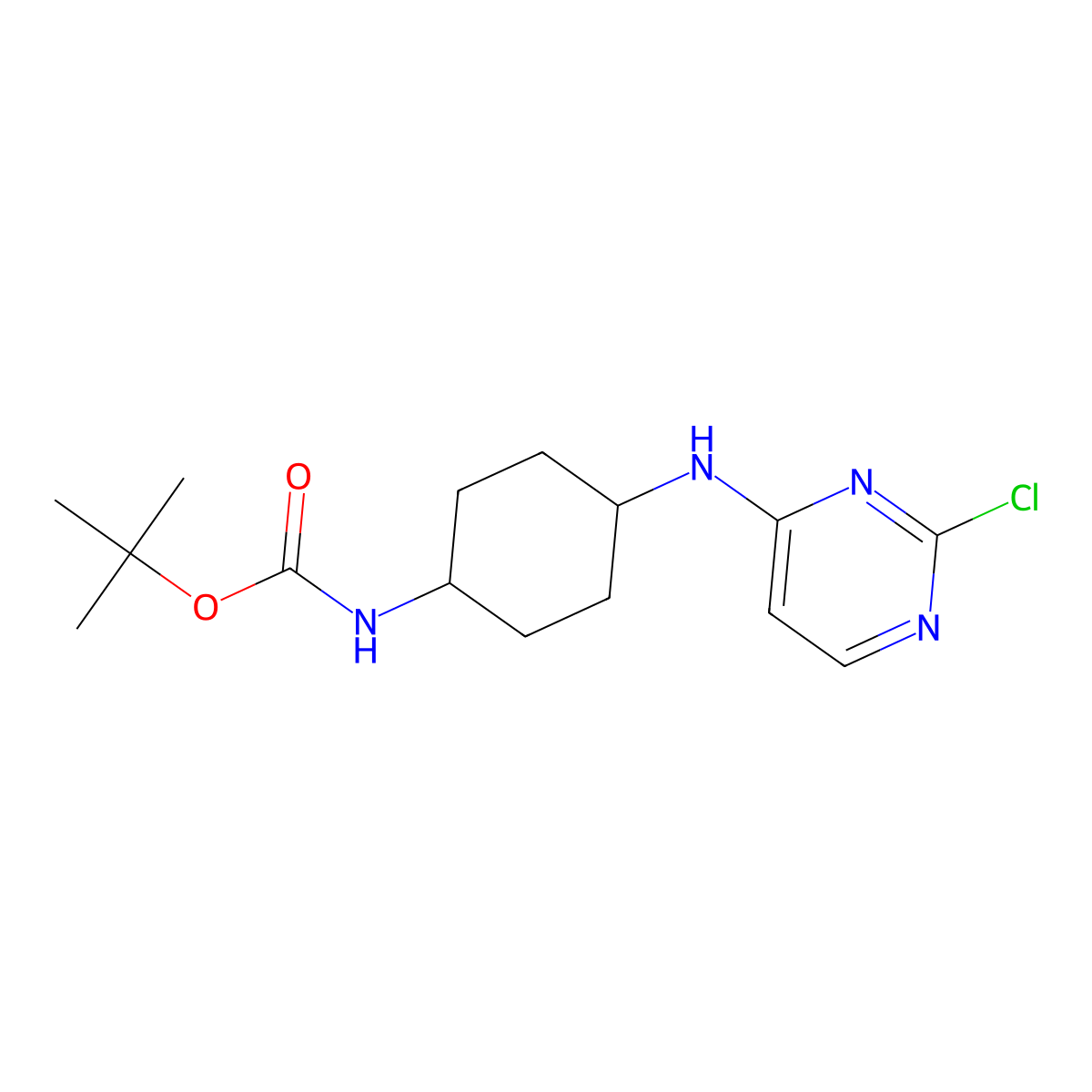 tert-Butyl (trans-4-((2-chloropyrimidin-4-yl)amino)cyclohexyl)carbamate molecular structure, CAS 1289386-80-6