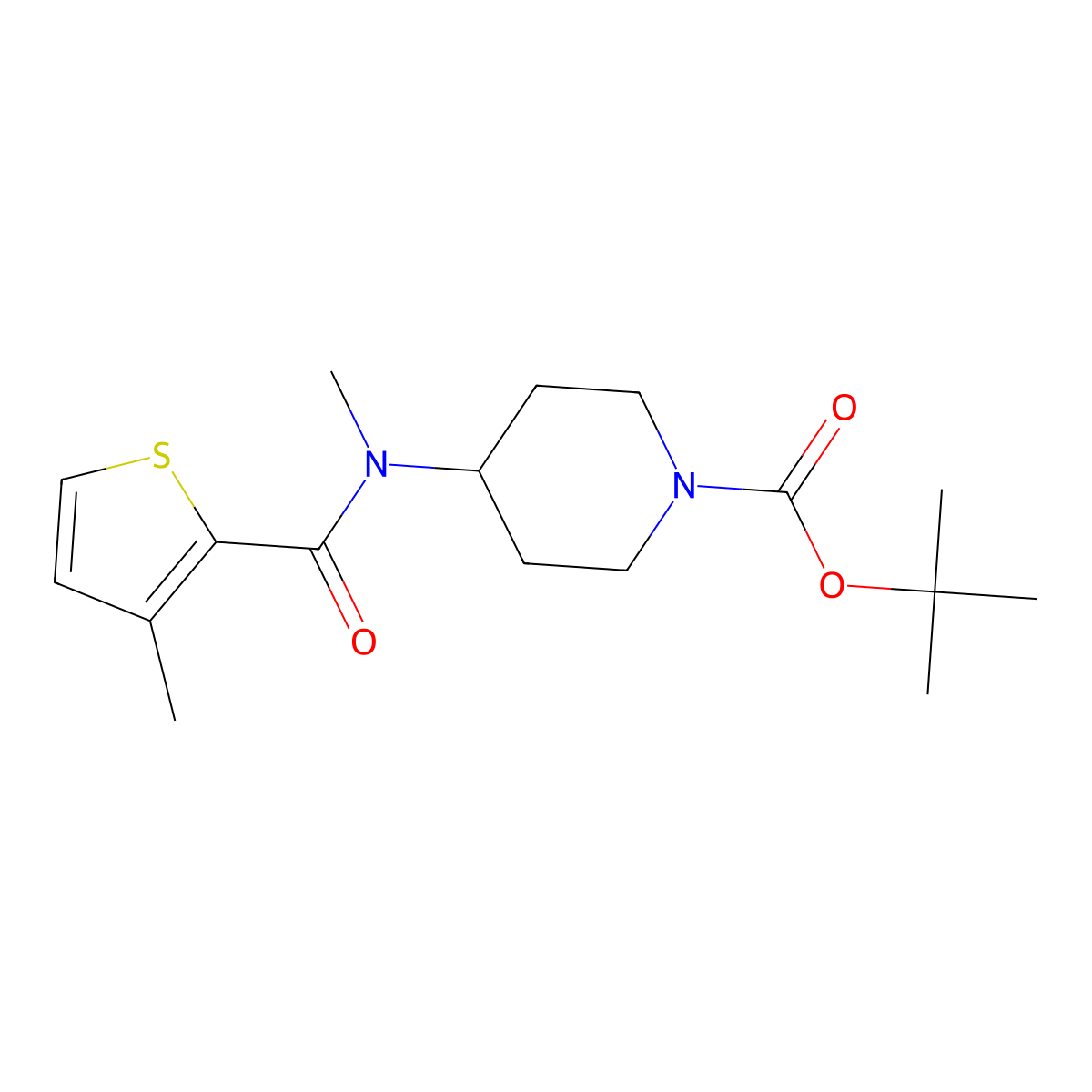 4-[Methyl-(3-methyl-thiophene-2-carbonyl)-amino]-piperidine-1-carboxylic acid tert-butyl ester molecular structure, CAS 1289386-96-4