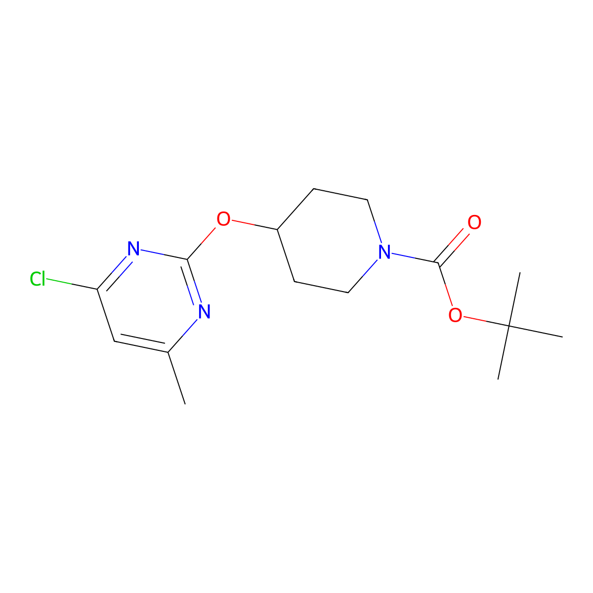 tert-Butyl 4-((4-chloro-6-methylpyrimidin-2-yl)oxy)piperidine-1-carboxylate molecular structure, CAS 1289387-03-6