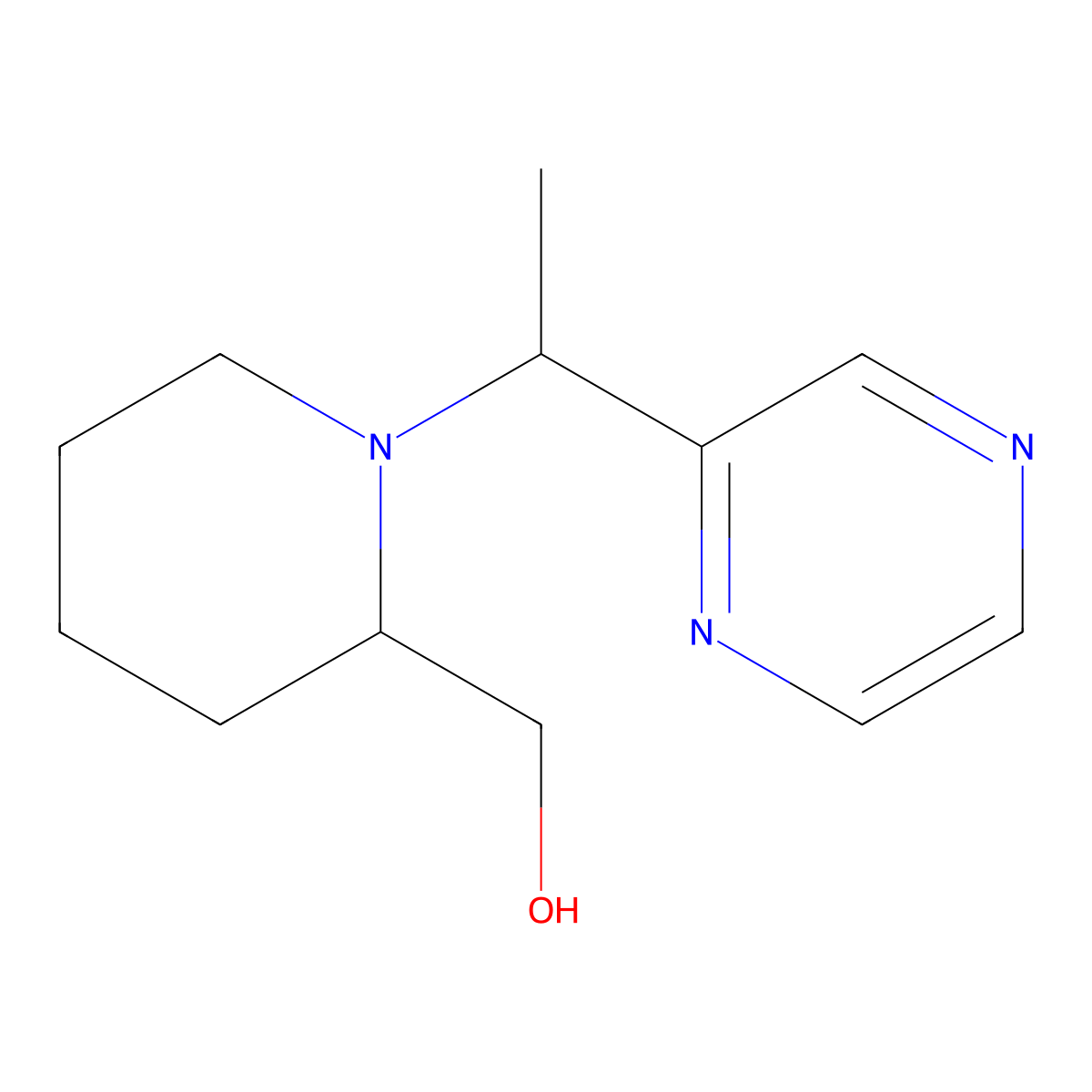 (1-(1-(Pyrazin-2-yl)ethyl)piperidin-2-yl)methanol molecular structure, CAS 1289387-14-9