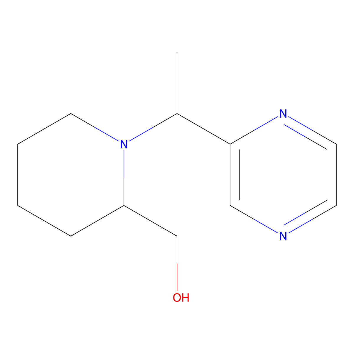 (1-(1-(Pyrazin-2-yl)ethyl)piperidin-2-yl)methanol molecular structure, CAS 1289387-14-9