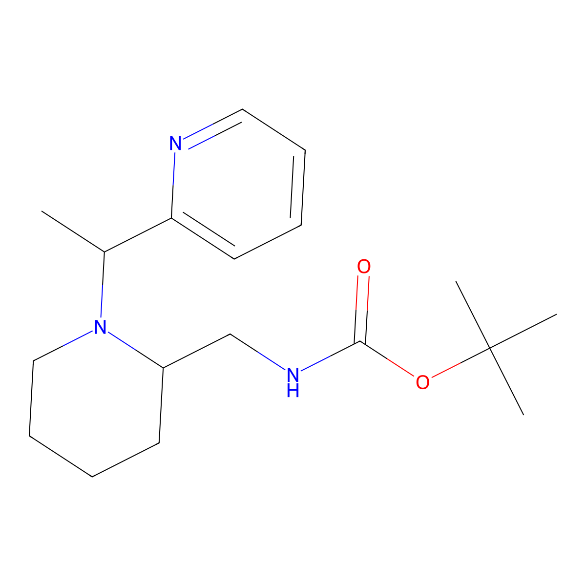 tert-Butyl ((1-(1-(pyridin-2-yl)ethyl)piperidin-2-yl)methyl)carbamate molecular structure, CAS 1289387-17-2