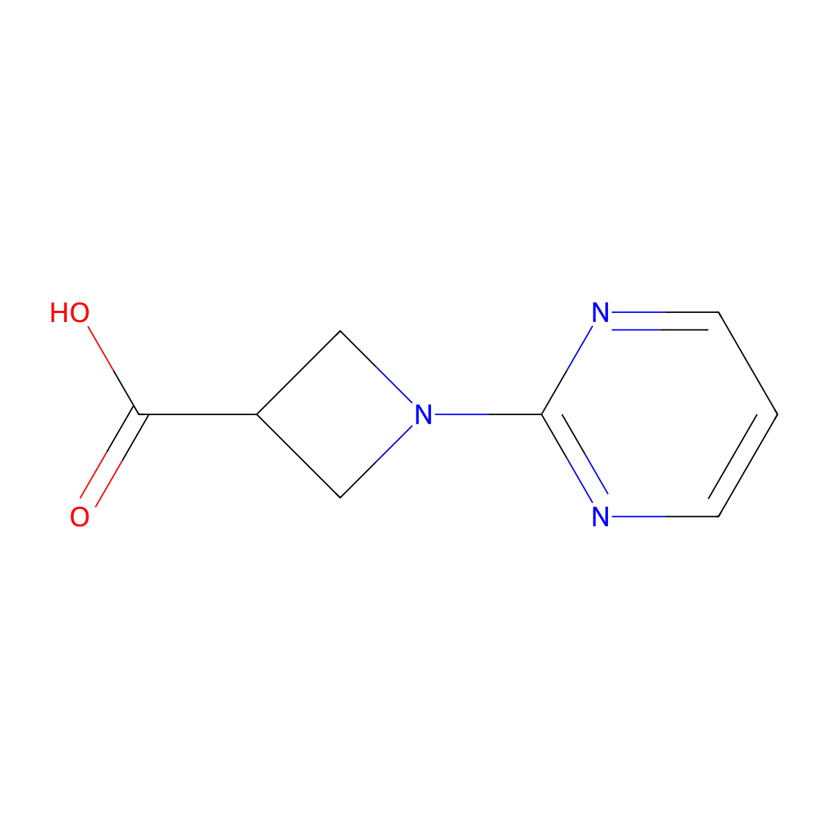 1-(Pyrimidin-2-yl)azetidine-3-carboxylic acid molecular structure, CAS 1289387-31-0