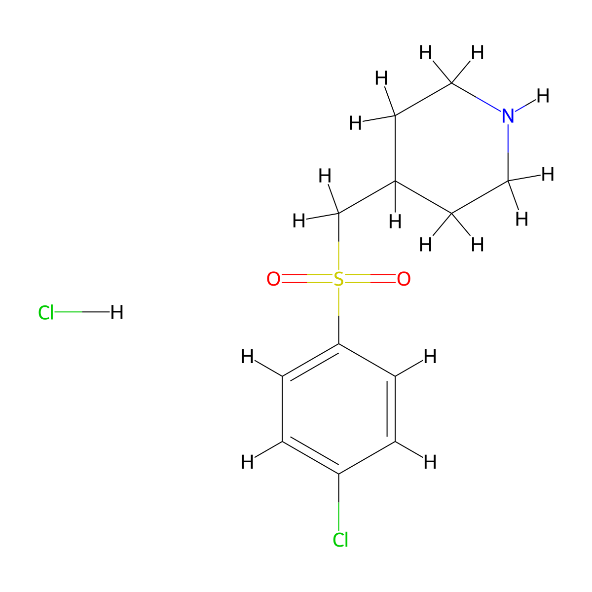 4-(((4-Chlorophenyl)sulfonyl)methyl)piperidine hydrochloride molecular structure, CAS 1289387-34-3