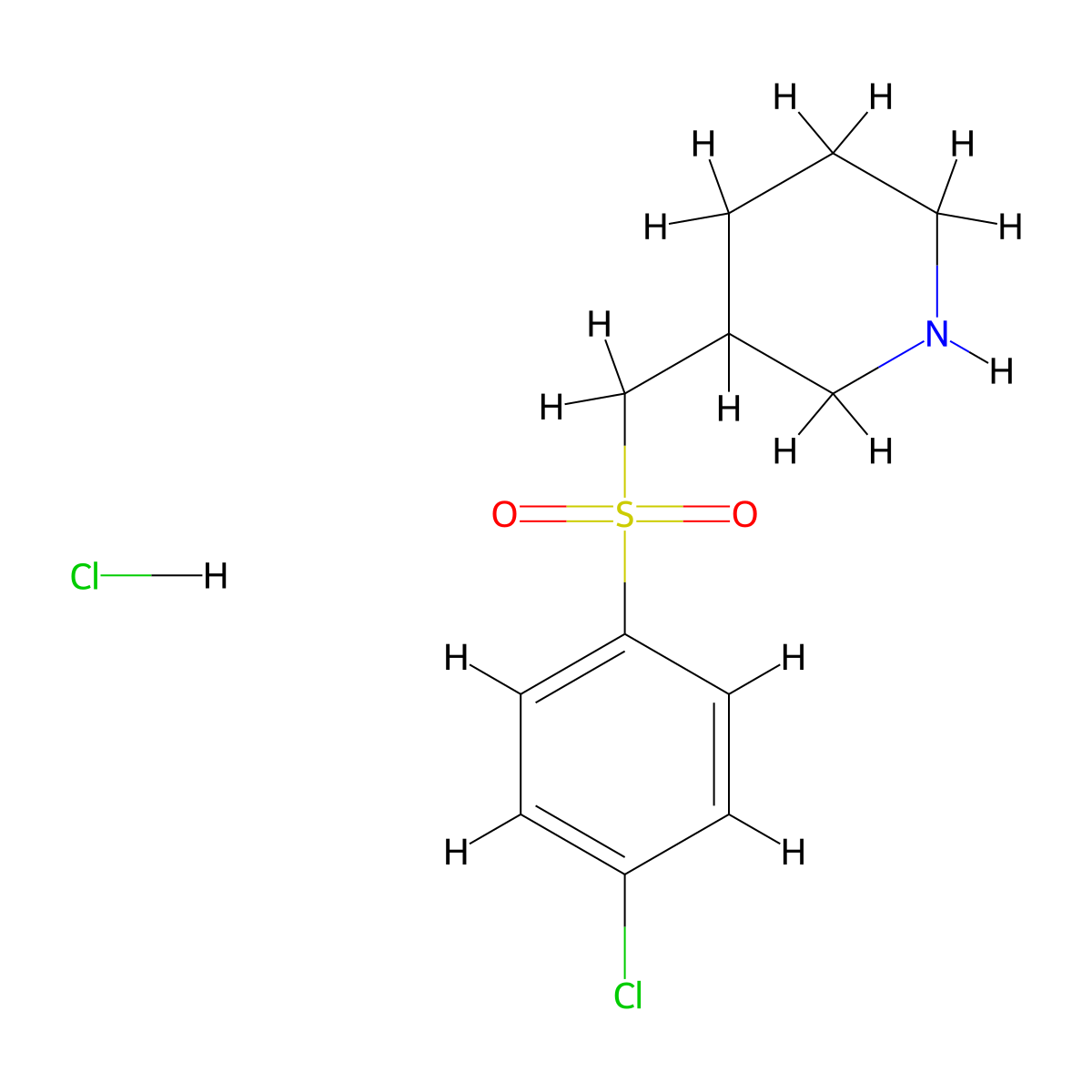 3-(((4-Chlorophenyl)sulfonyl)methyl)piperidine hydrochloride molecular structure, CAS 1289387-37-6