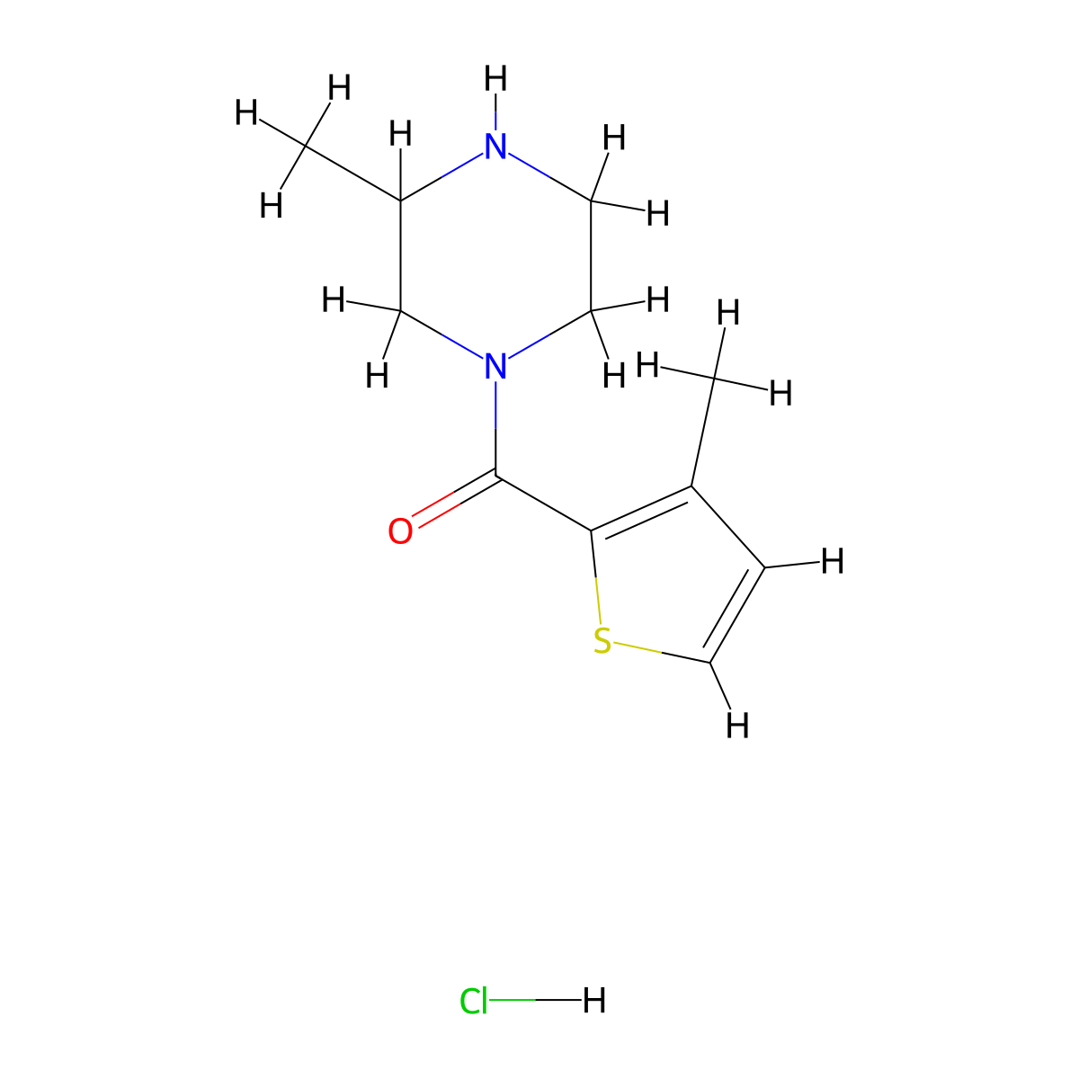 (3-Methylpiperazin-1-yl)(3-methylthiophen-2-yl)methanone hydrochloride molecular structure, CAS 1289387-43-4